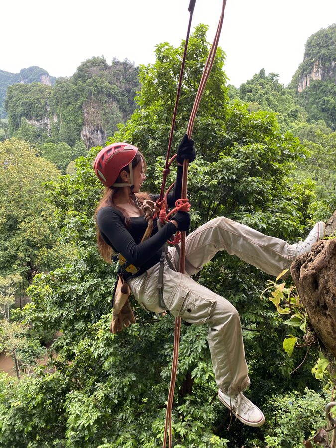Celine climbing outdoors